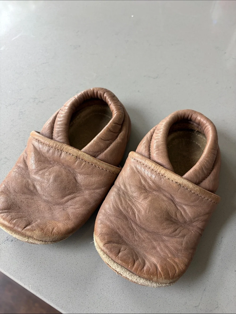Classic Soft Leather Baby Moccasins - Tan